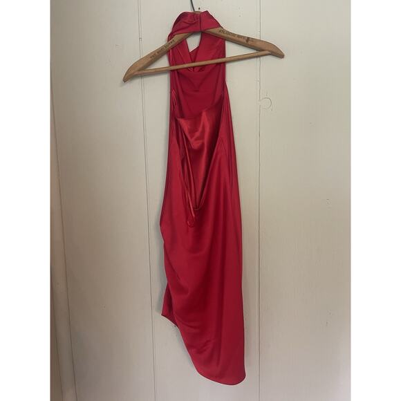 NWT Gianni Bini Y2K Peyton Red Satin Slinky Halter Dress 0 NWT - Picture 5 of 7